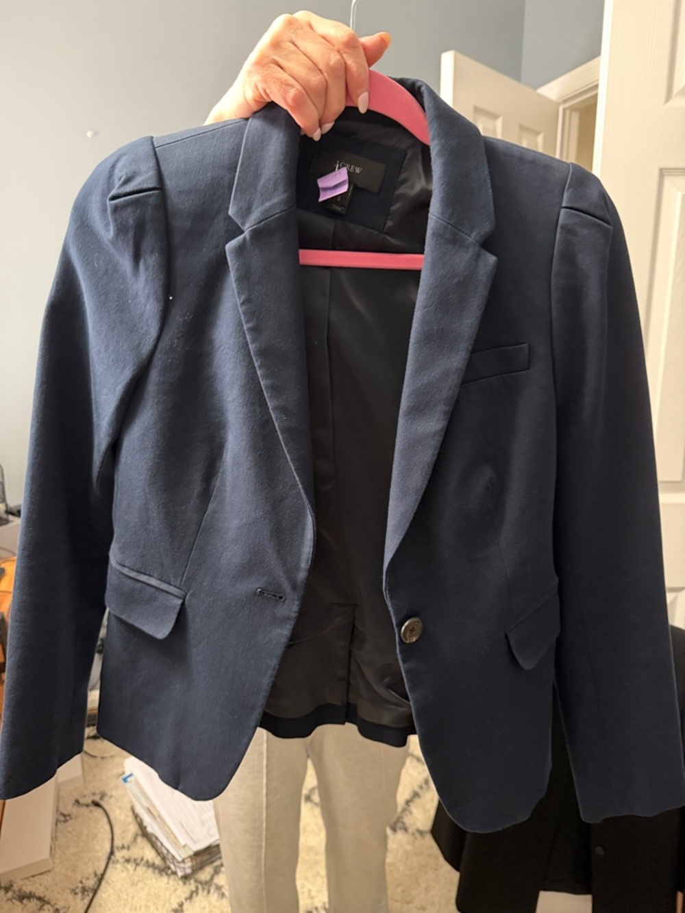 J. Crew Navy Blazer with Pink Accents